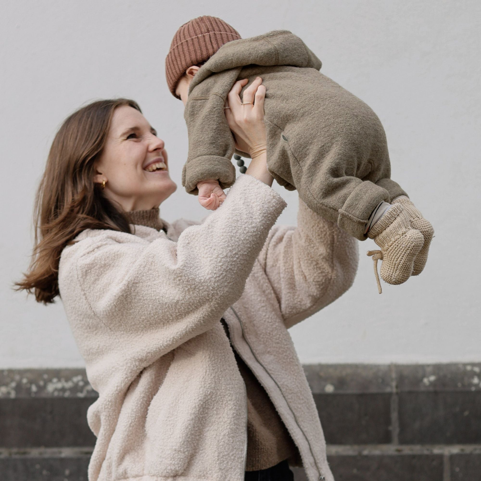 Tuta overall in lana cotta | Essential Beige