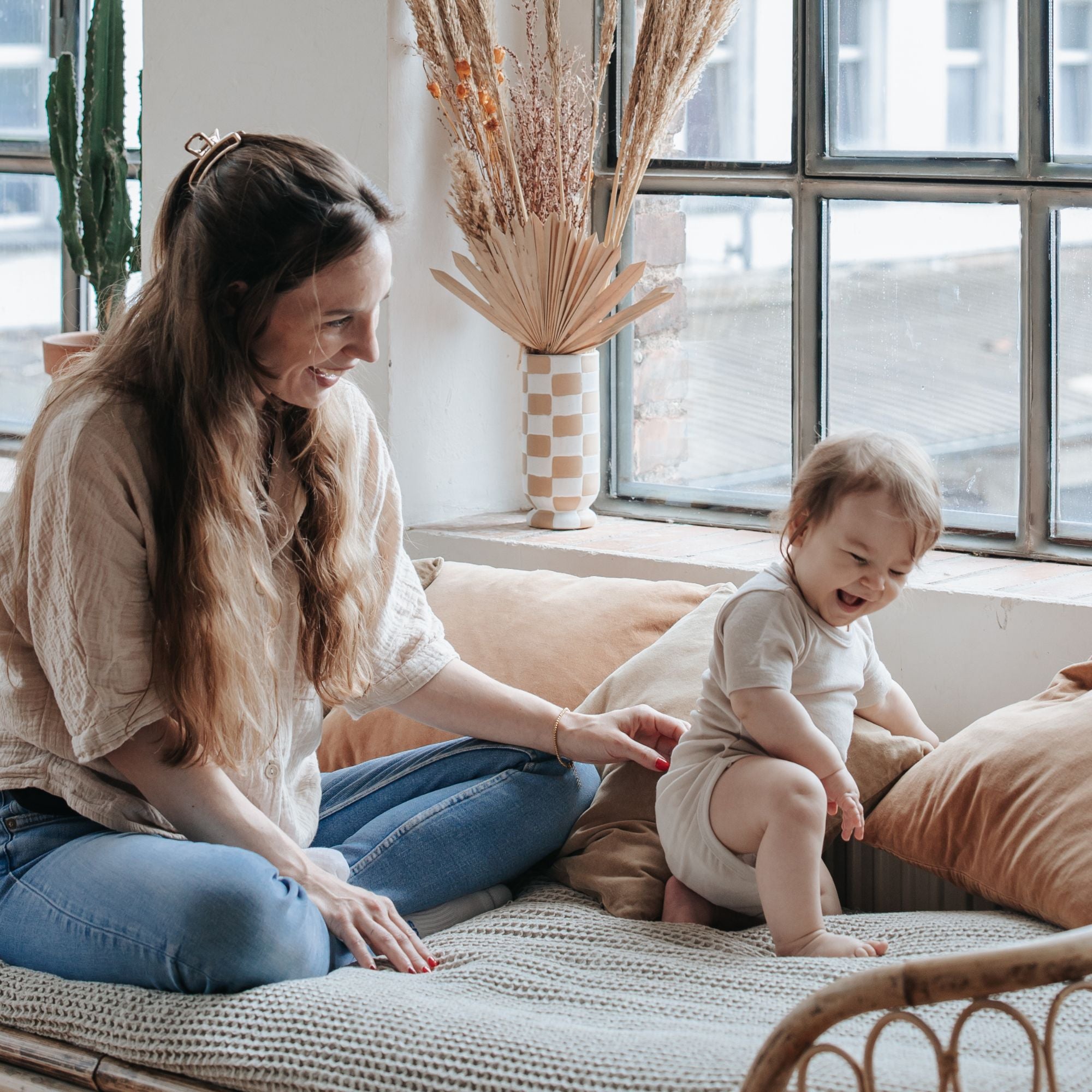 Body a maniche corte in lana-seta | Essential Beige