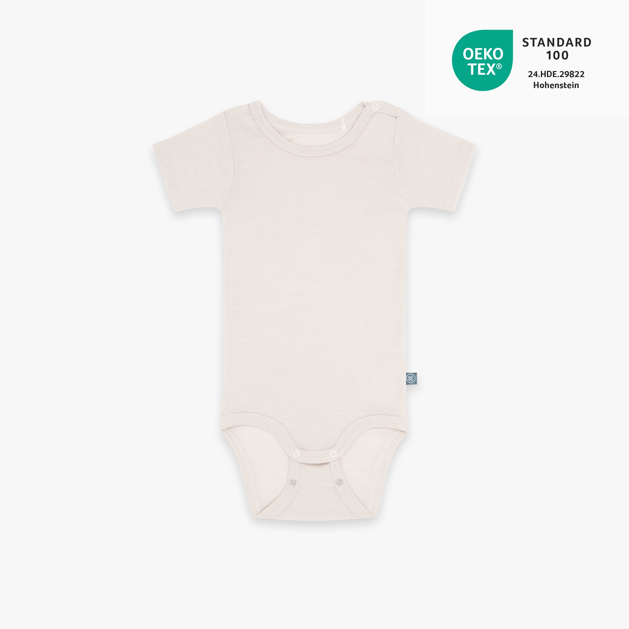 Body a maniche corte in lana-seta | Essential Beige