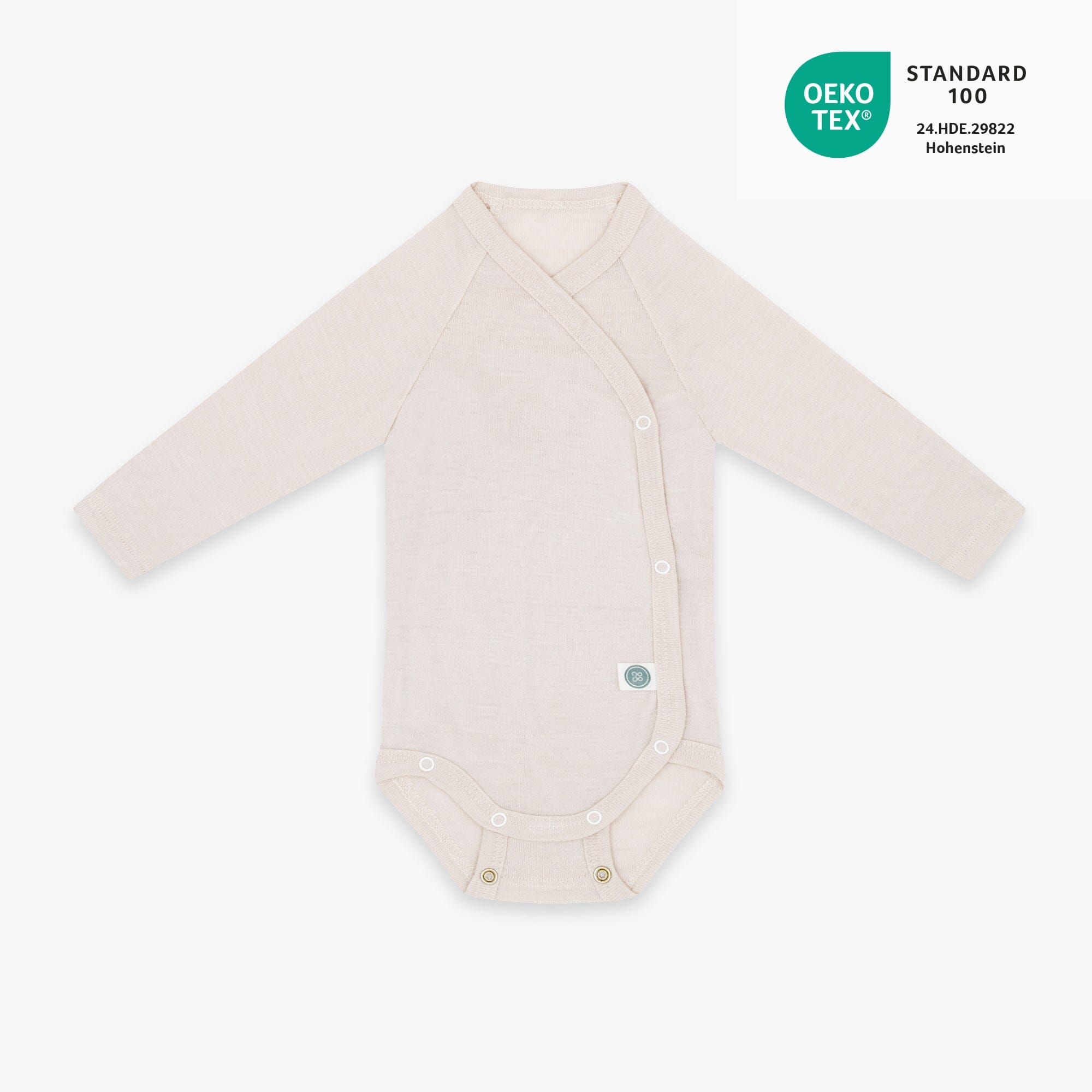 Body incrociato a maniche lunghe lana-merino | Essential Beige
