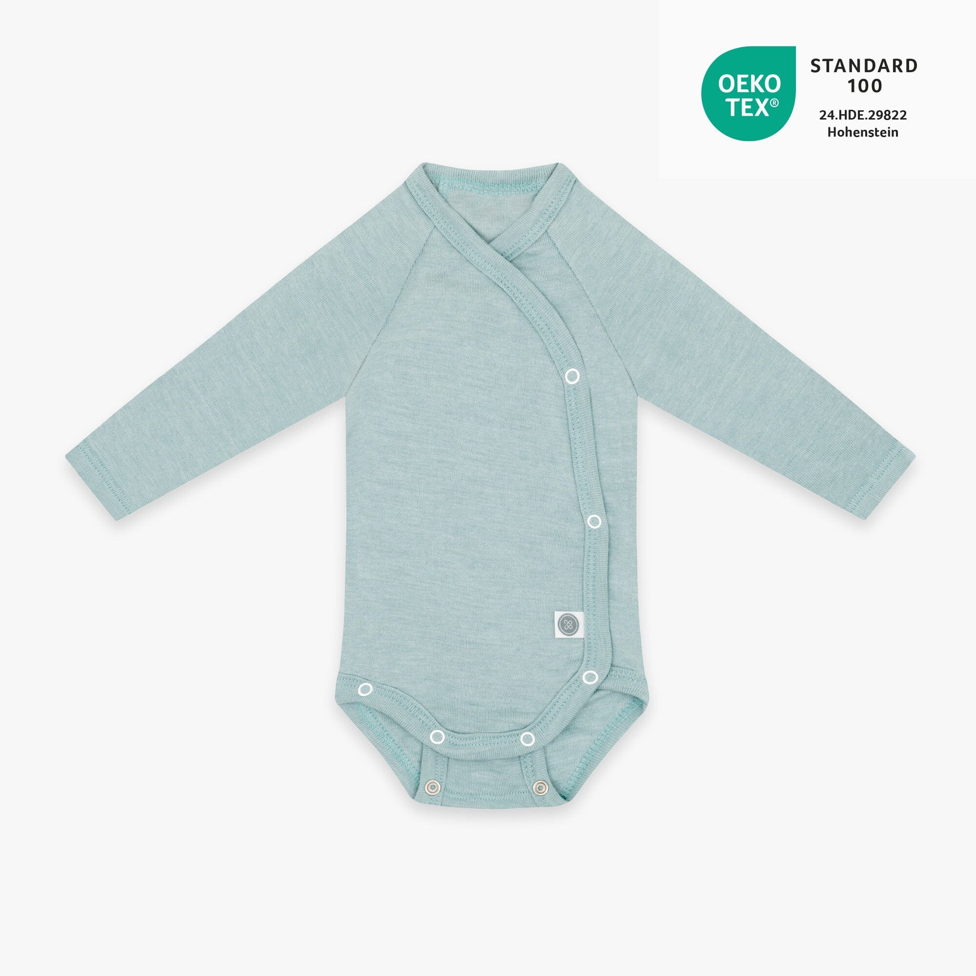 Body incrociato a maniche lunghe lana-merino | Essential Menta