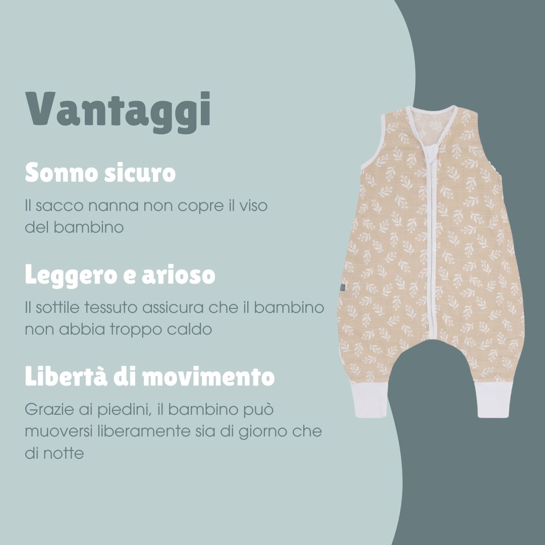 Sacco nanna in mussola con piedi 0.5 TOG | Floreale Sabbia