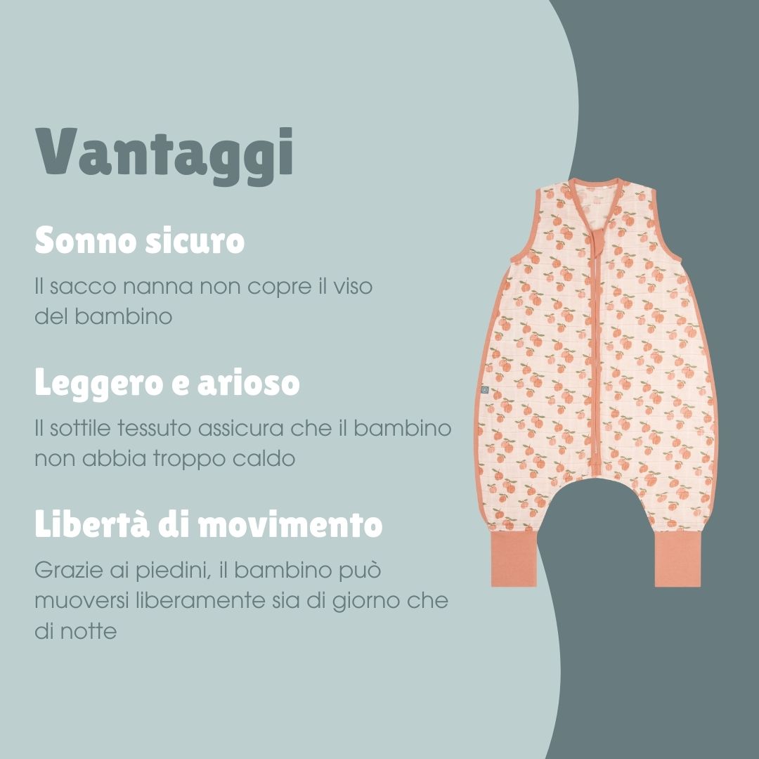 Sacco nanna in mussola con piedi 0.5 TOG | Albicocca