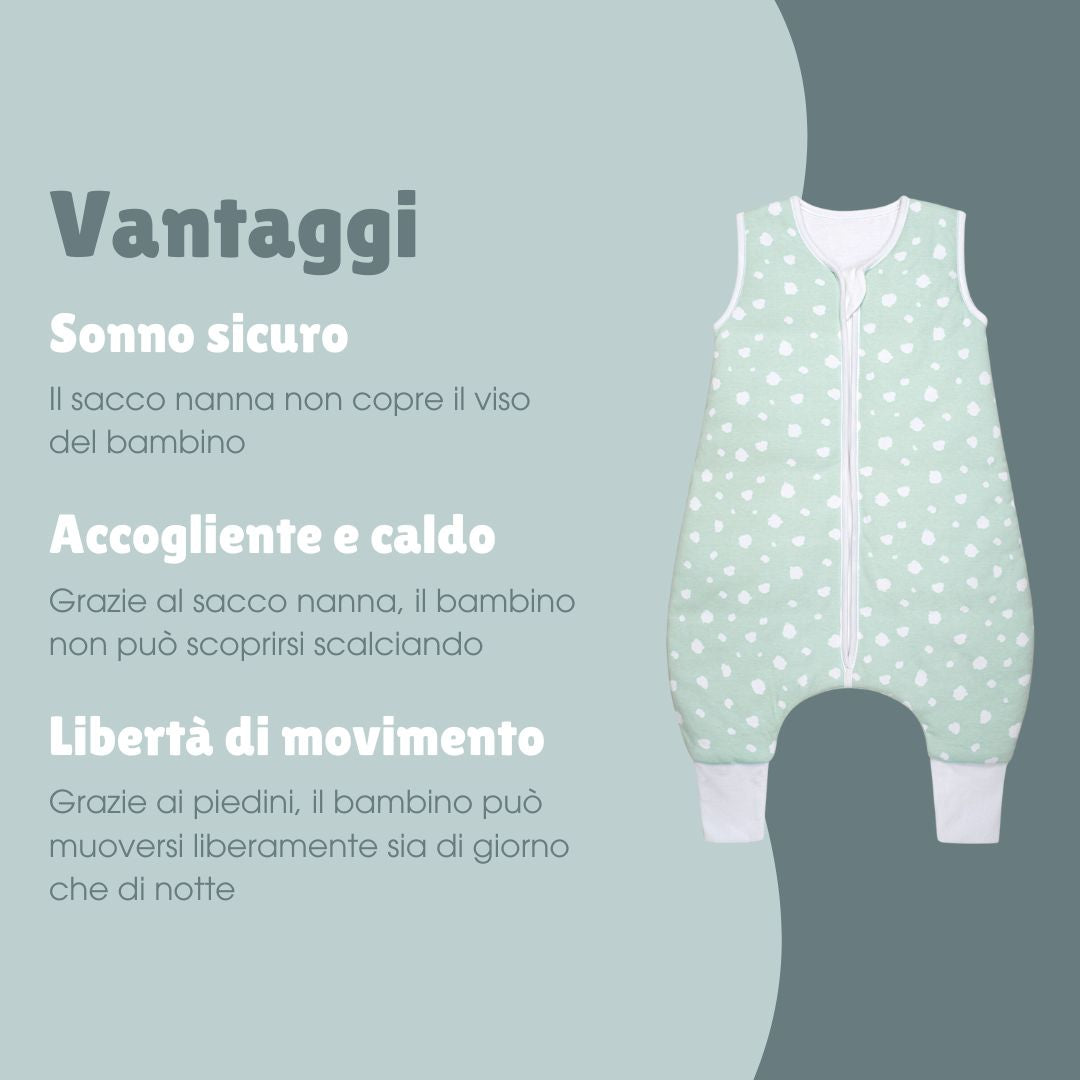 Sacco nanna con piedi 2.5 TOG | Pois Menta