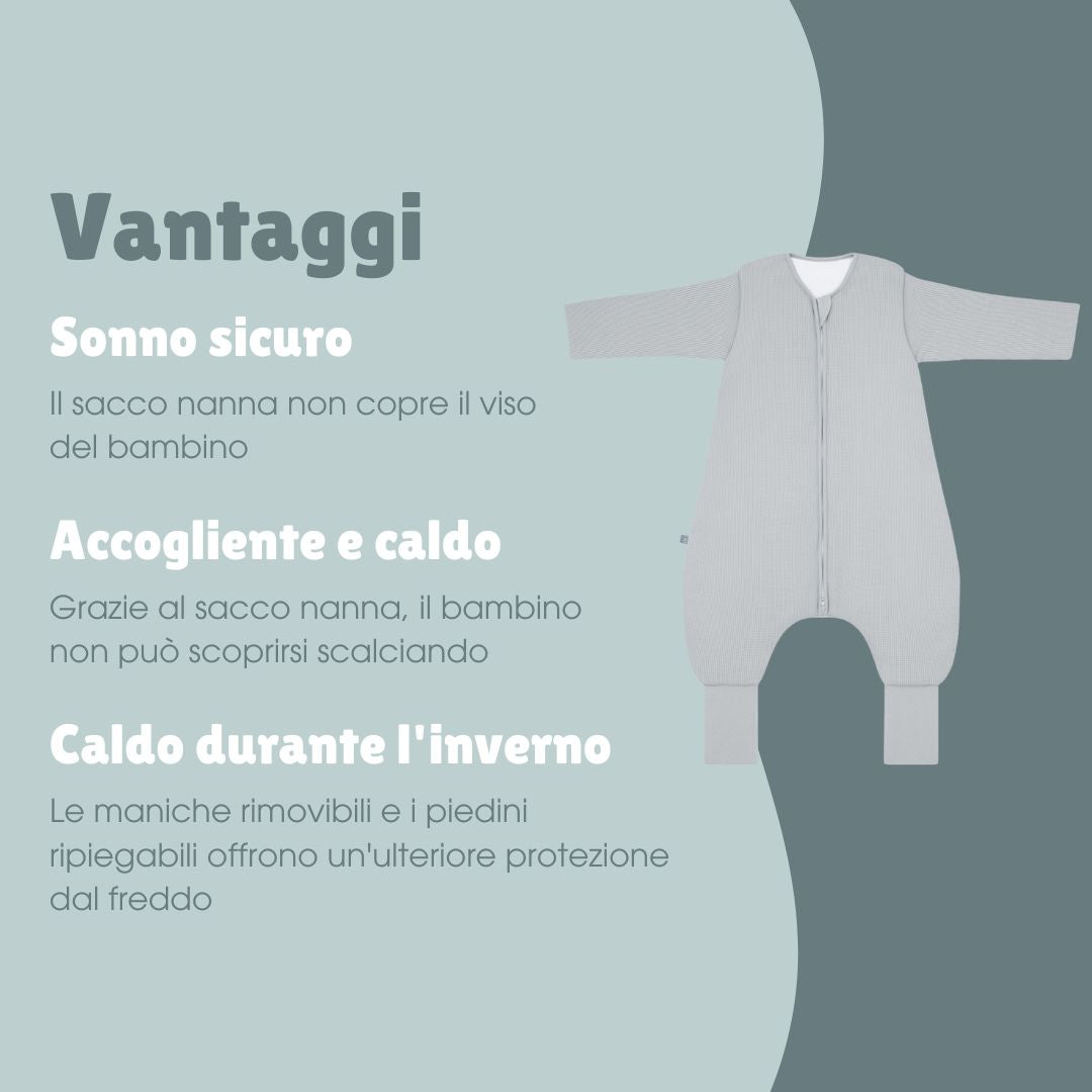 Sacco nanna con piede pieghevole e maniche 3.5 TOG | Essential Grigio