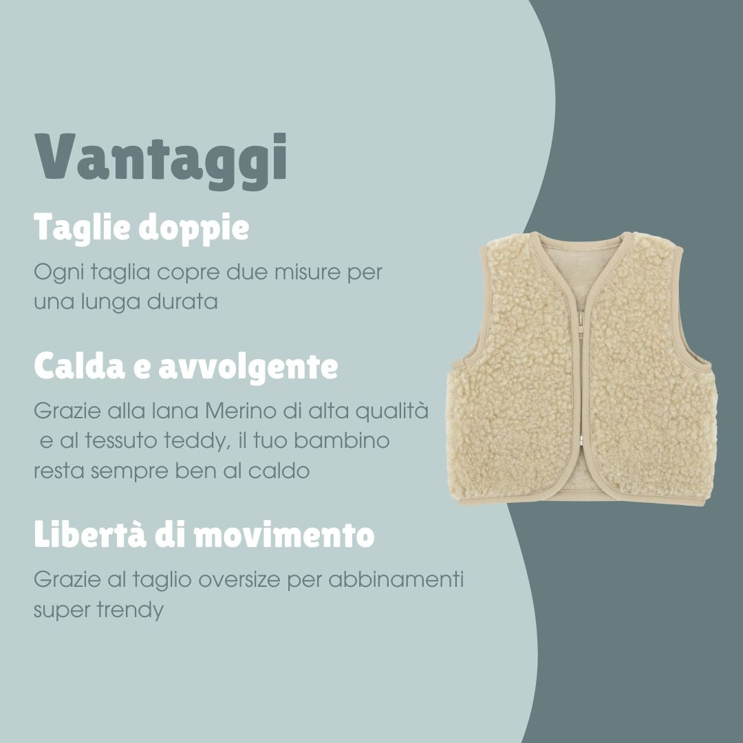 Gilet in lana merino teddy | Essential Beige