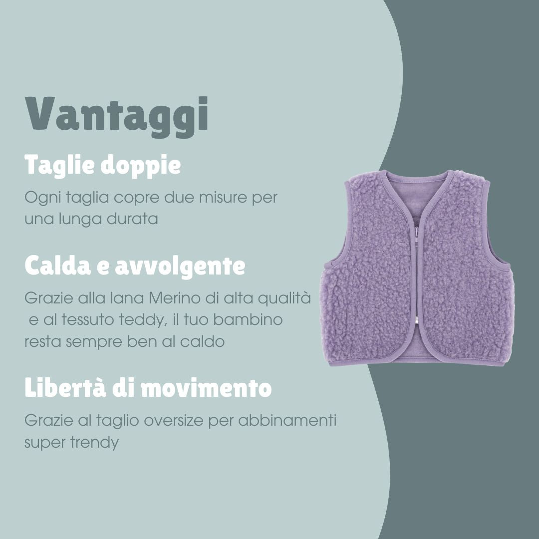 Gilet in lana merino teddy | Essential Lavanda