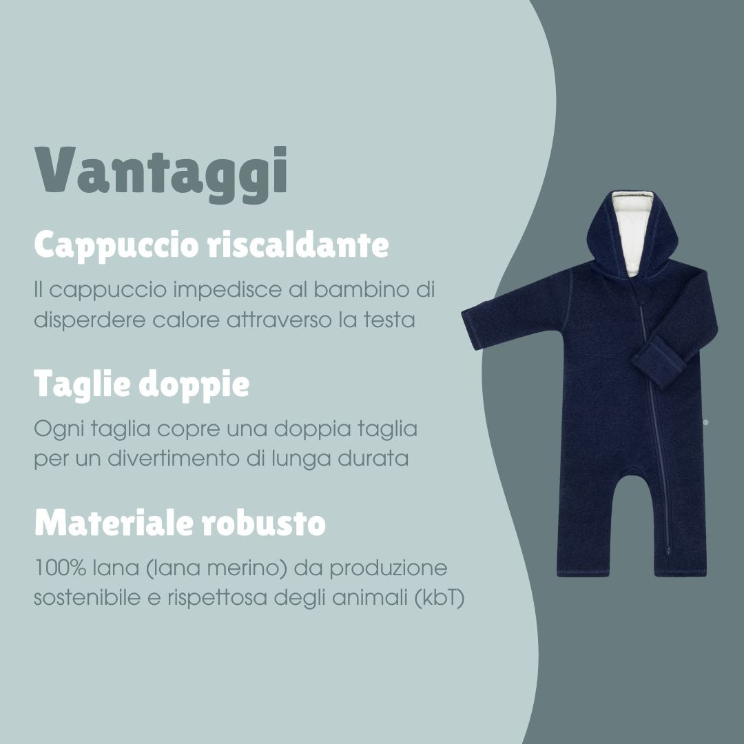 Tuta overall in lana cotta | Essential Blu