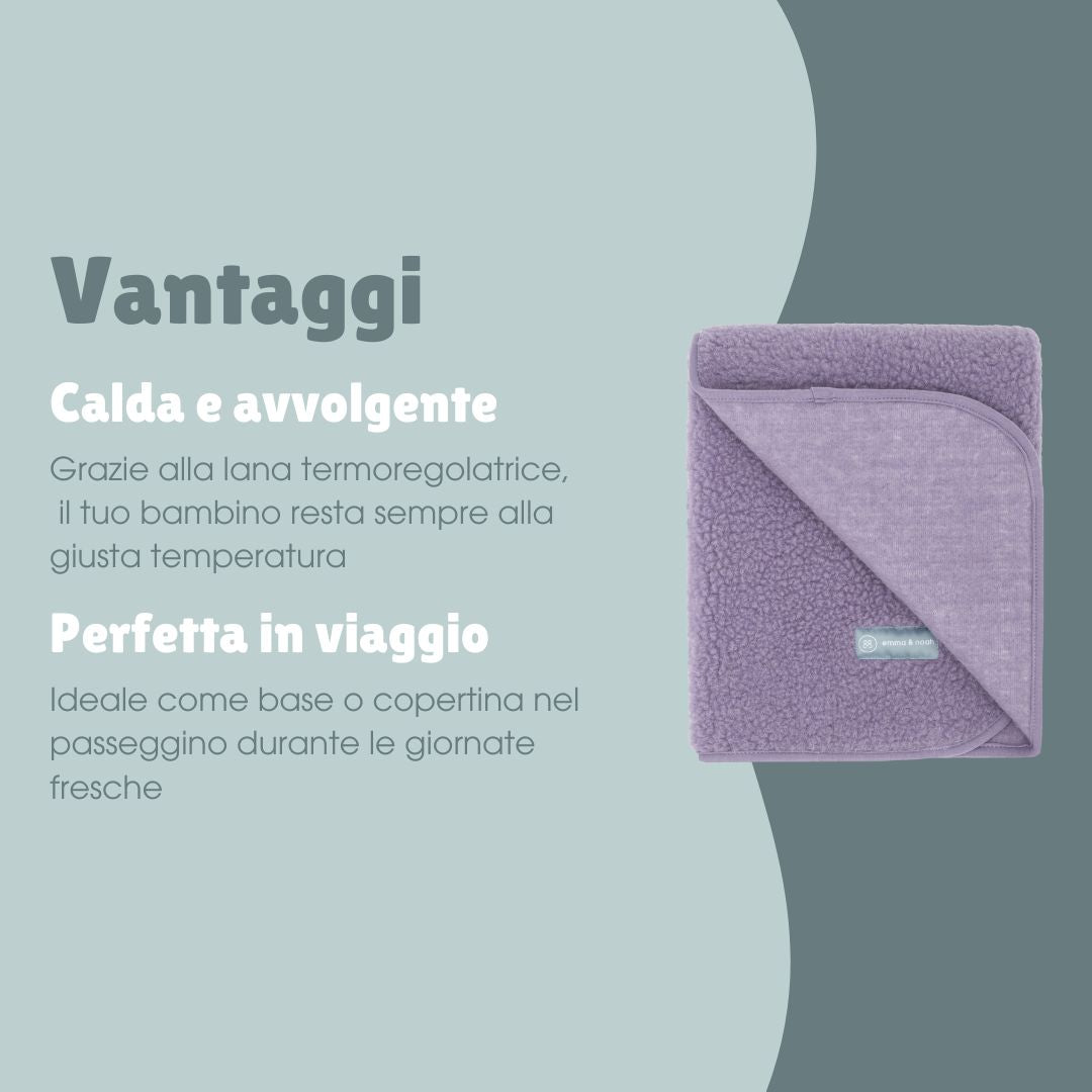 Coperta coccolosa in lana merino teddy | Essential Lavanda