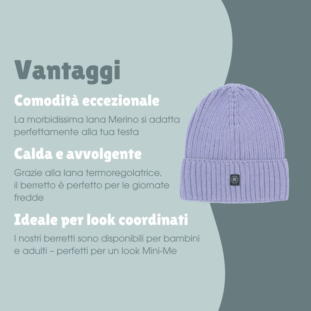 Berretto in lana merino adulti | Essential Lavanda
