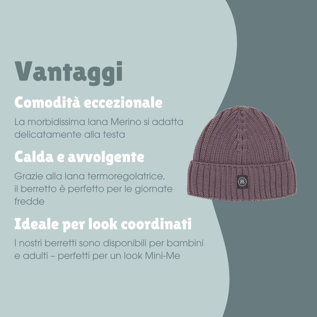 Berretto in lana merino bambino | Essential Berry