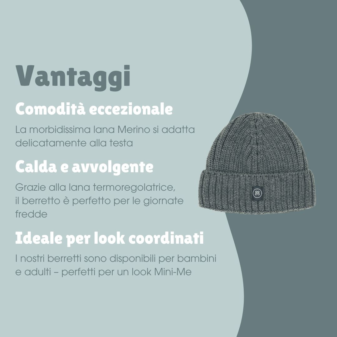 Berretto in lana merino bambino | Essential Grigio