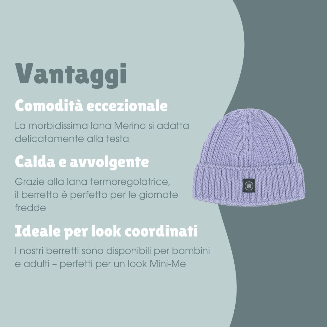Berretto in lana merino bambino | Essential Lavanda