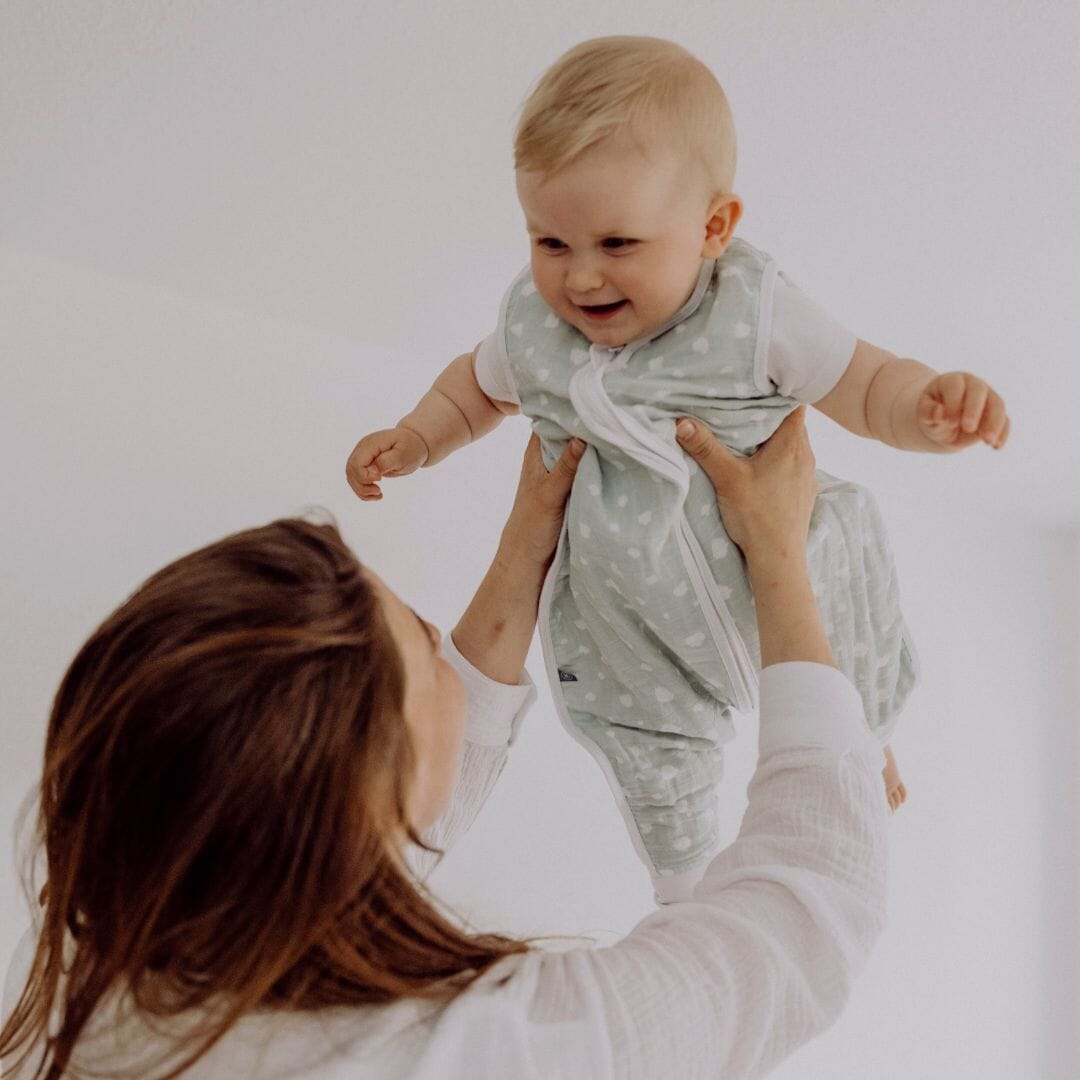 Sacco nanna in mussola con piedi 0.5 TOG | Pois Menta