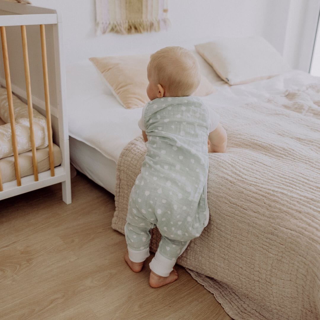 Sacco nanna in mussola con piedi 0.5 TOG | Pois Menta