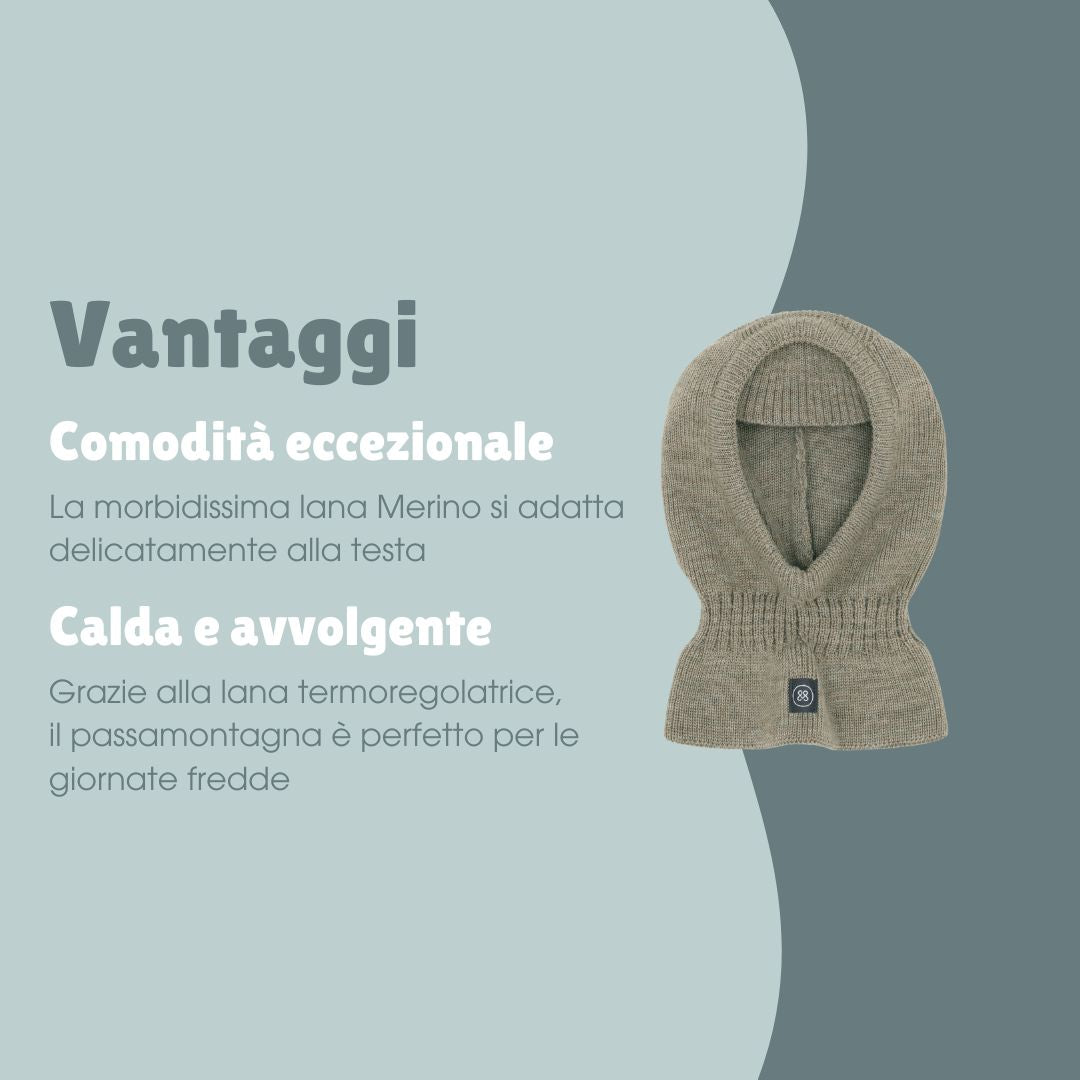 Balaclava in lana merino bambini | Essential Beige