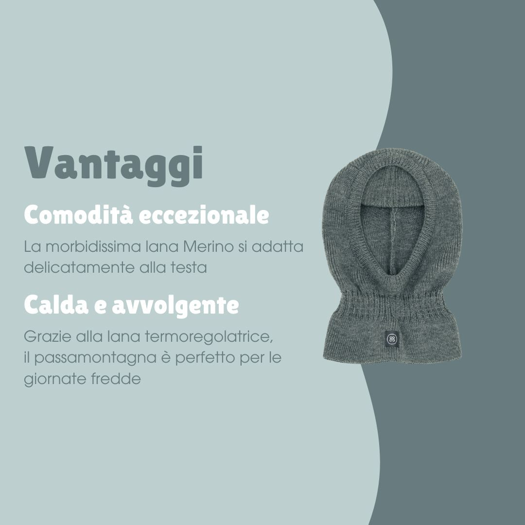Balaclava in lana merino bambini | Essential Grigio
