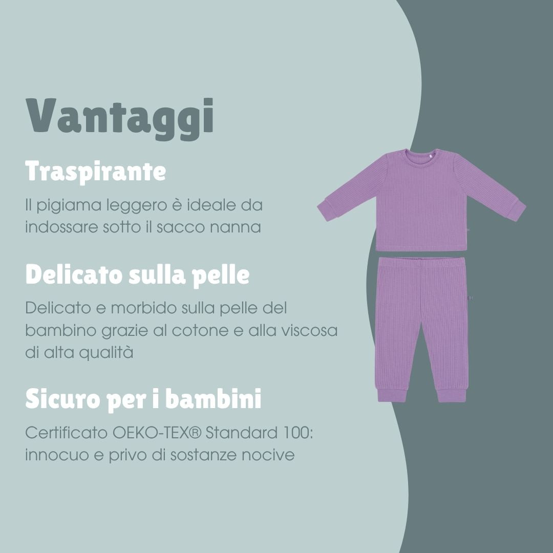 Pigiama lungo 2 pezzi | Essential Lavanda