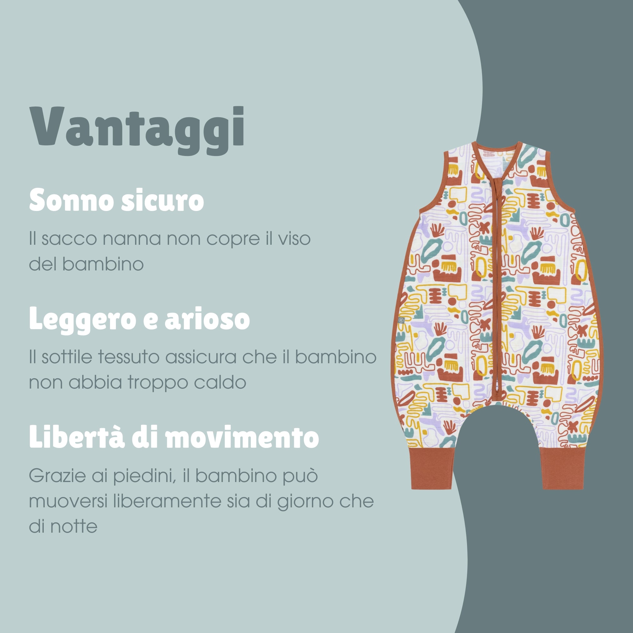 Sacco nanna in mussola con piedi 0.5 TOG | Forme Colorate