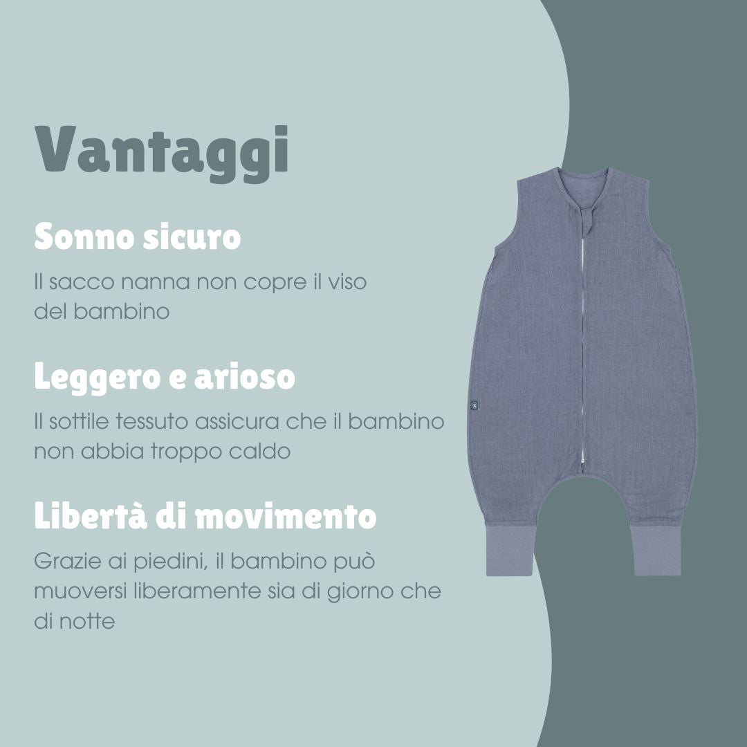 Sacco nanna in lino con piedi 0.5 TOG | Essential Blu
