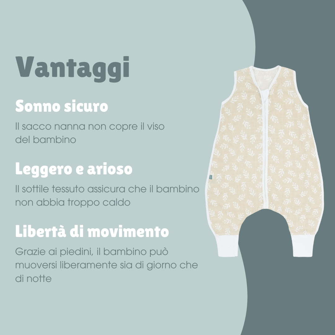 Sacco nanna in mussola con piedi 0.5 TOG | Floreale Sabbia