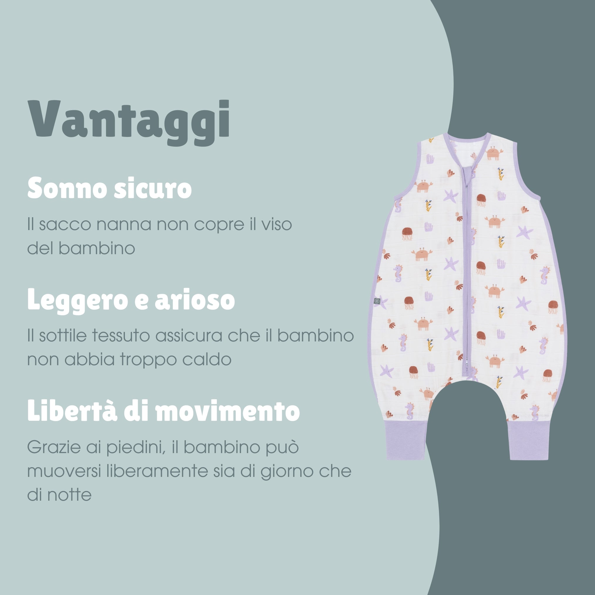 Sacco nanna in mussola con piedi 0.5 TOG | Design marino creato dalla community