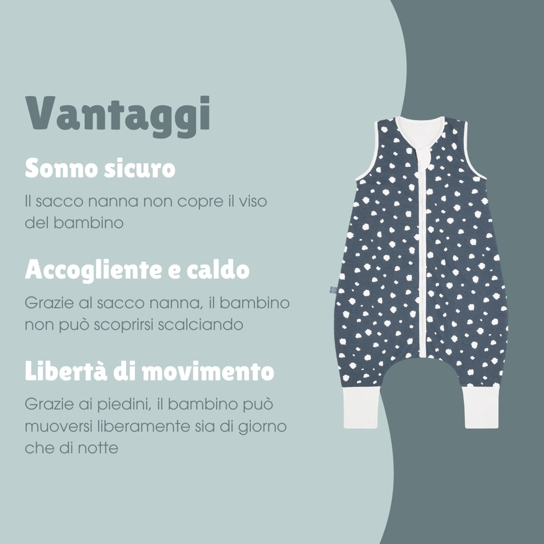 Sacco nanna con piedi 2.5 TOG | Pois Blu