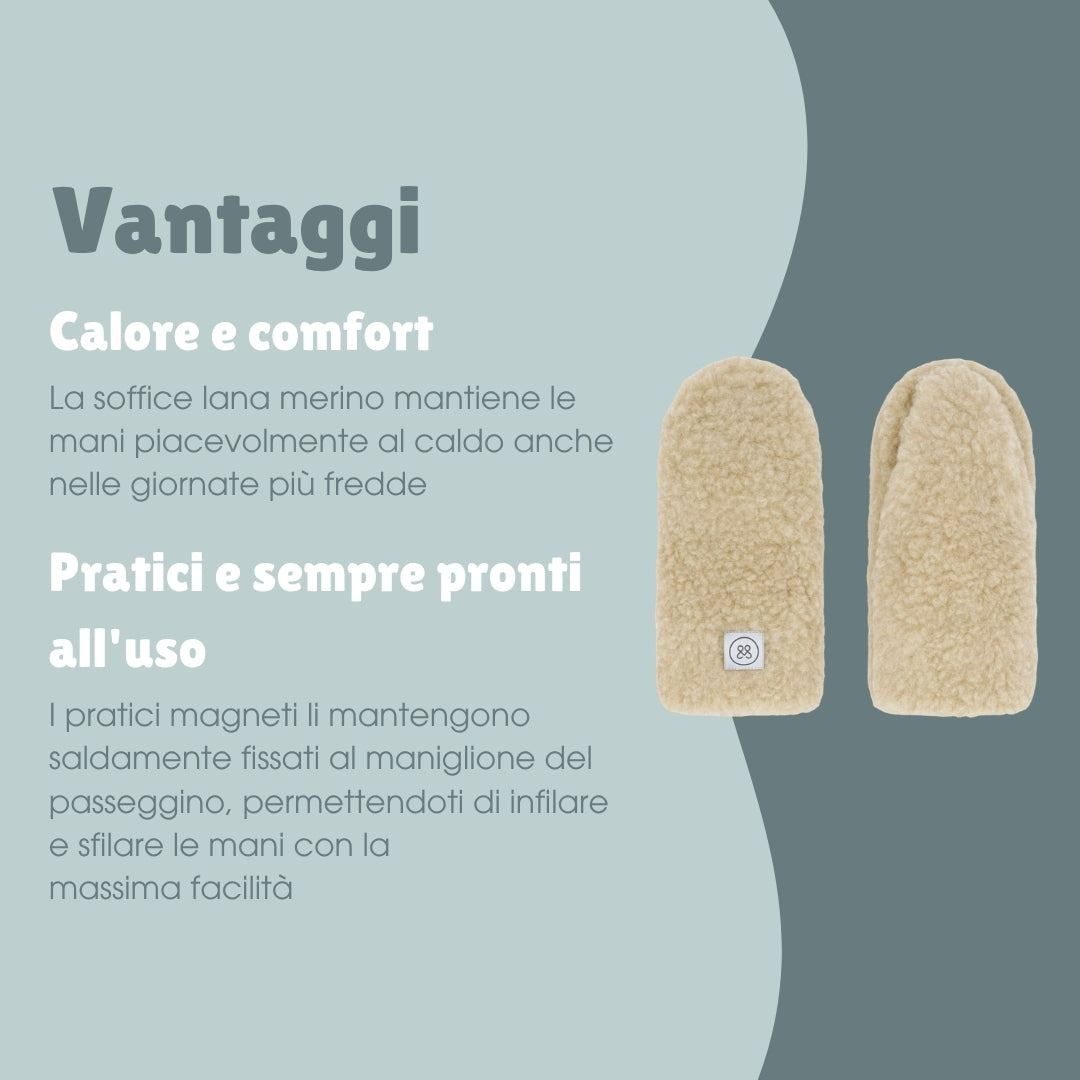 Guanti per passeggino in lana merino | Essential Beige