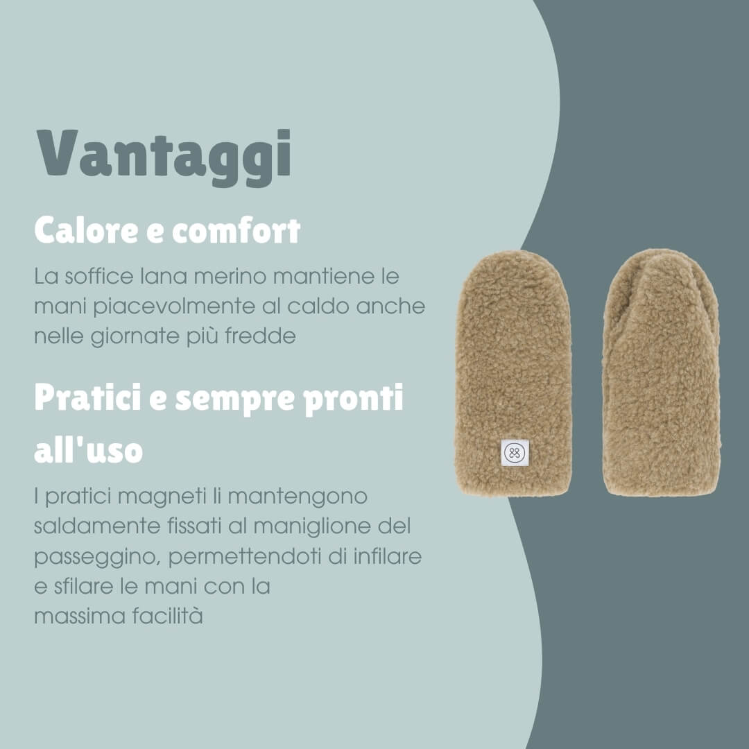Guanti per passeggino in lana merino | Essential Talpa