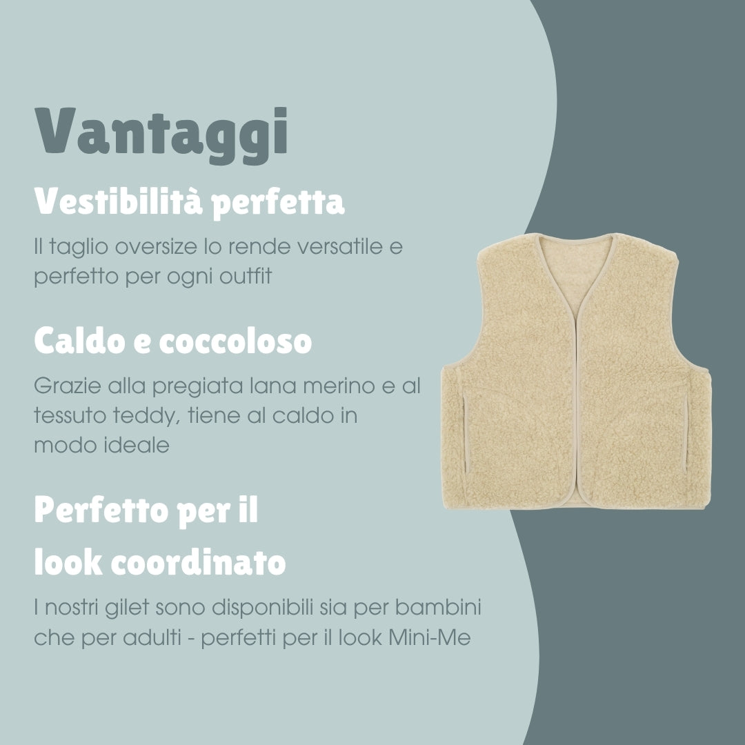 Gilet teddy in lana merino adulti | Essential Beige
