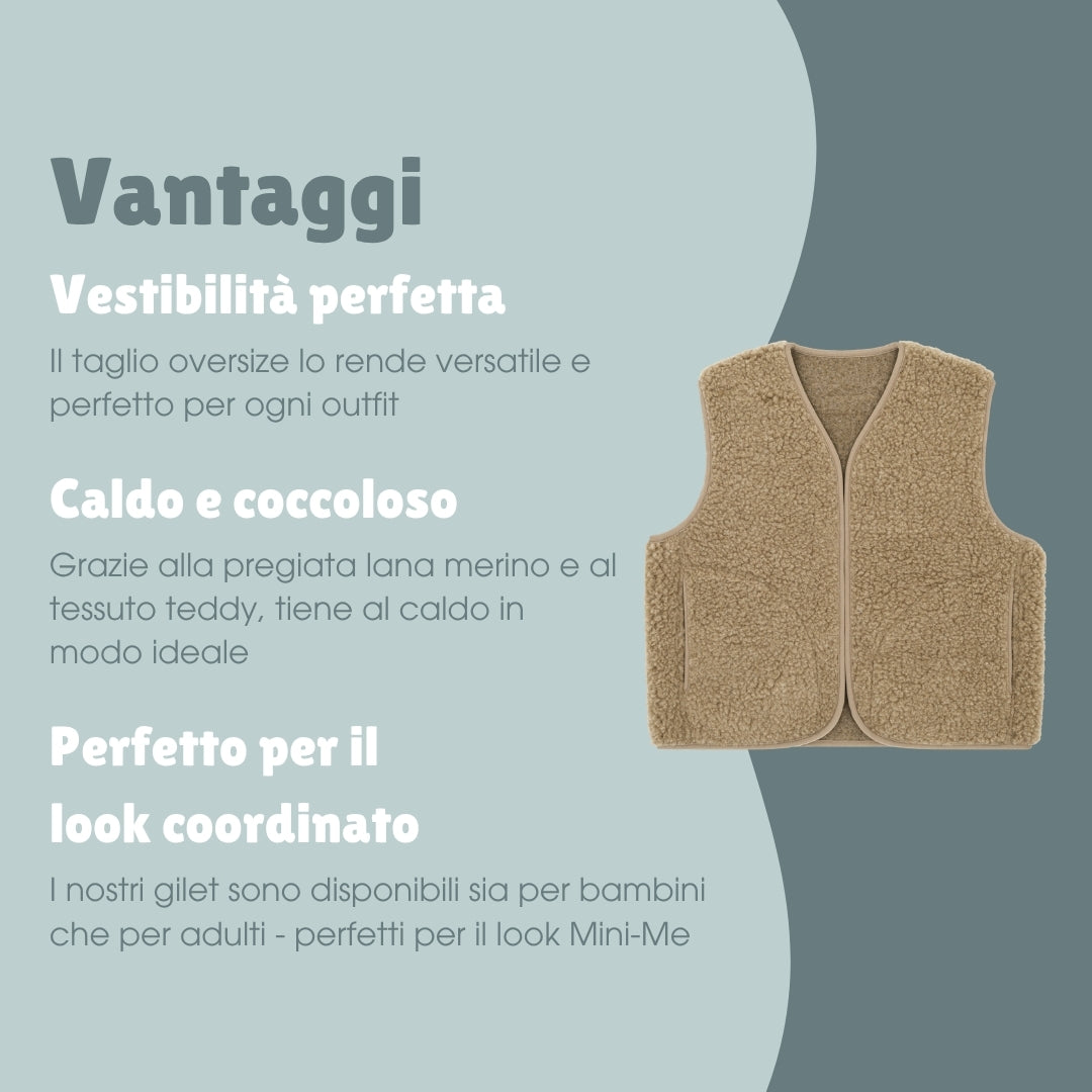 Gilet teddy in lana merino adulti | Essential Talpa