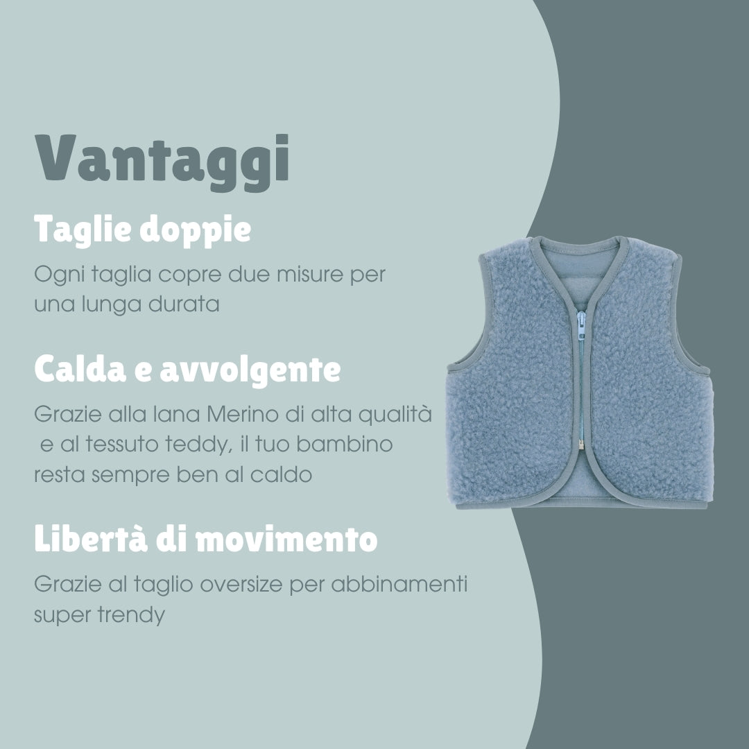 Gilet in lana merino teddy | Essential Ice Blu