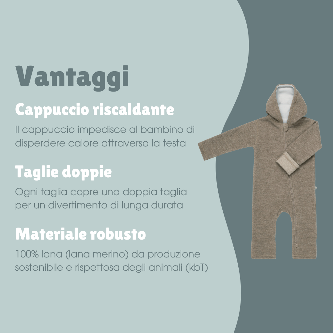 Tuta overall in lana cotta | Essential Beige