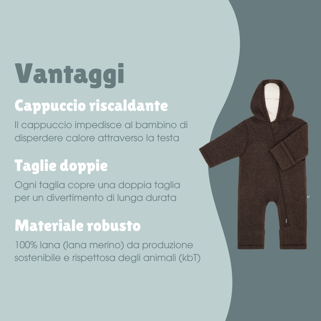 Tuta overall in lana cotta | Essential Cioccolato