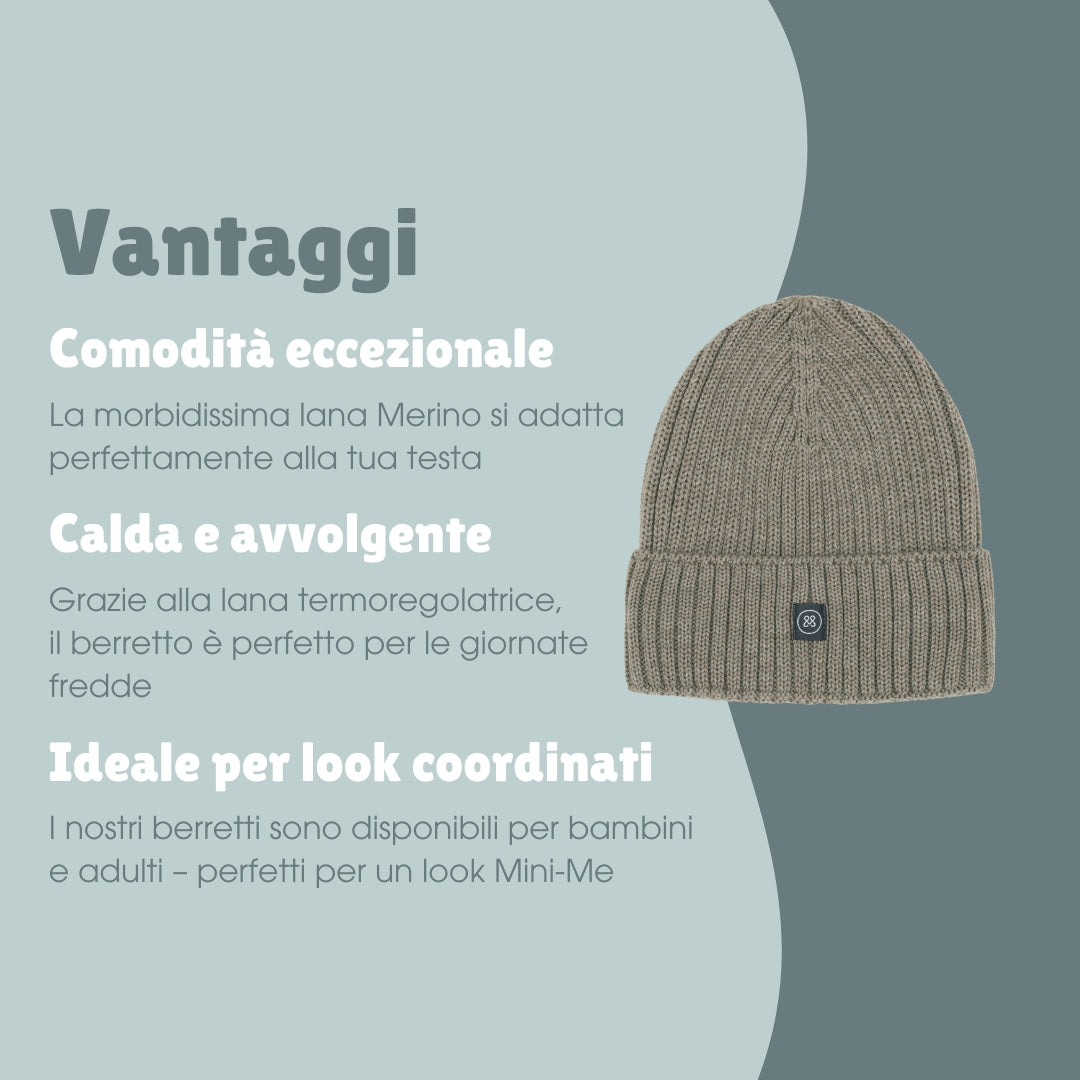 Berretto in lana merino adulti | Essential Beige