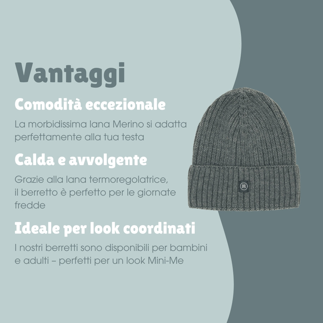 Berretto in lana merino adulti | Essential Grigio