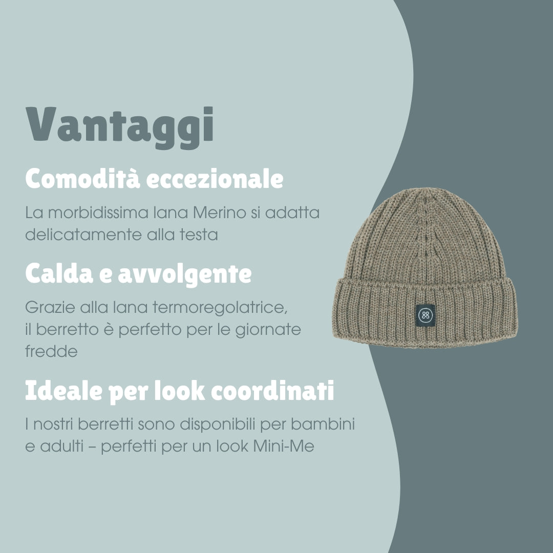 Berretto in lana merino bambino | Essential Beige