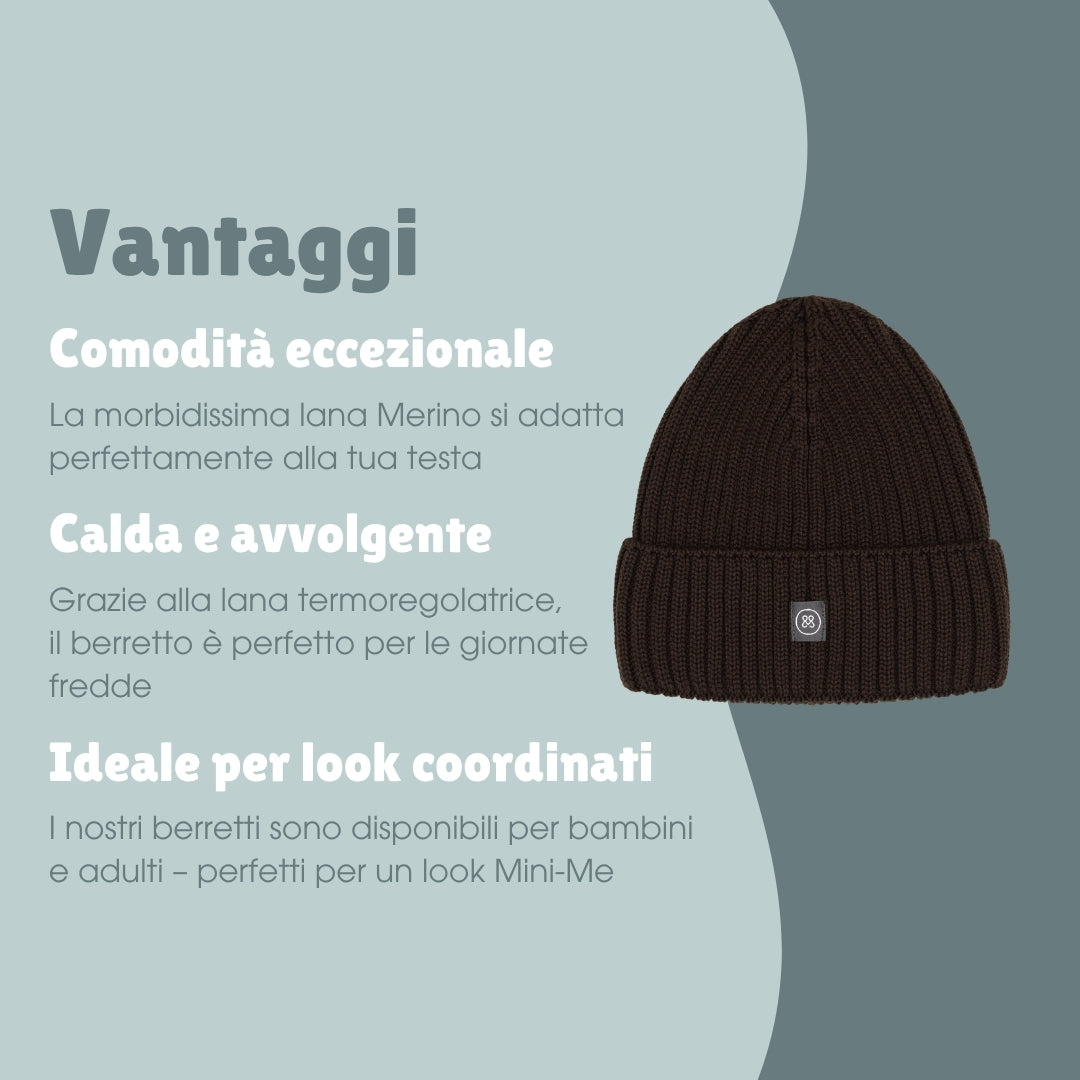 Berretto in lana merino adulti | Essential Cioccolato