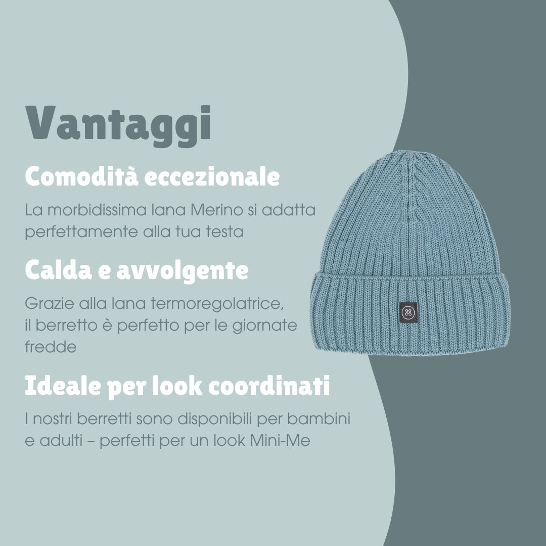 Berretto in lana merino adulti | Essential Ice Blu