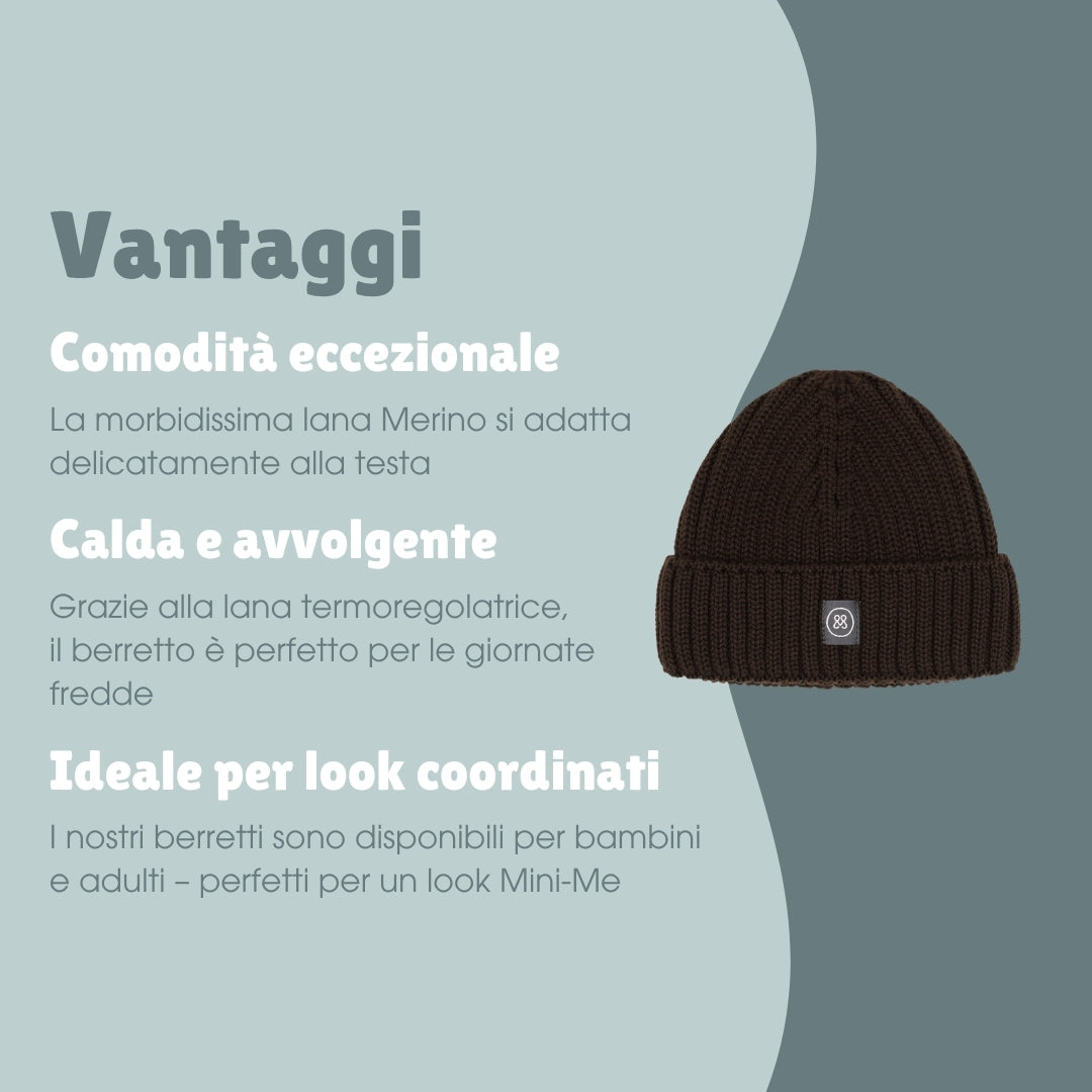 Berretto in lana merino bambino | Essential Cioccolato