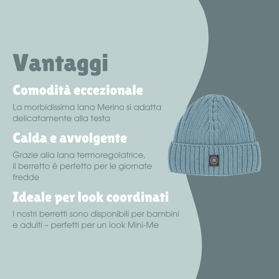 Berretto in lana merino bambino | Essential Ice Blu