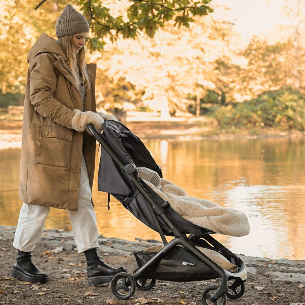 Guanti per passeggino in lana merino | Essential Beige