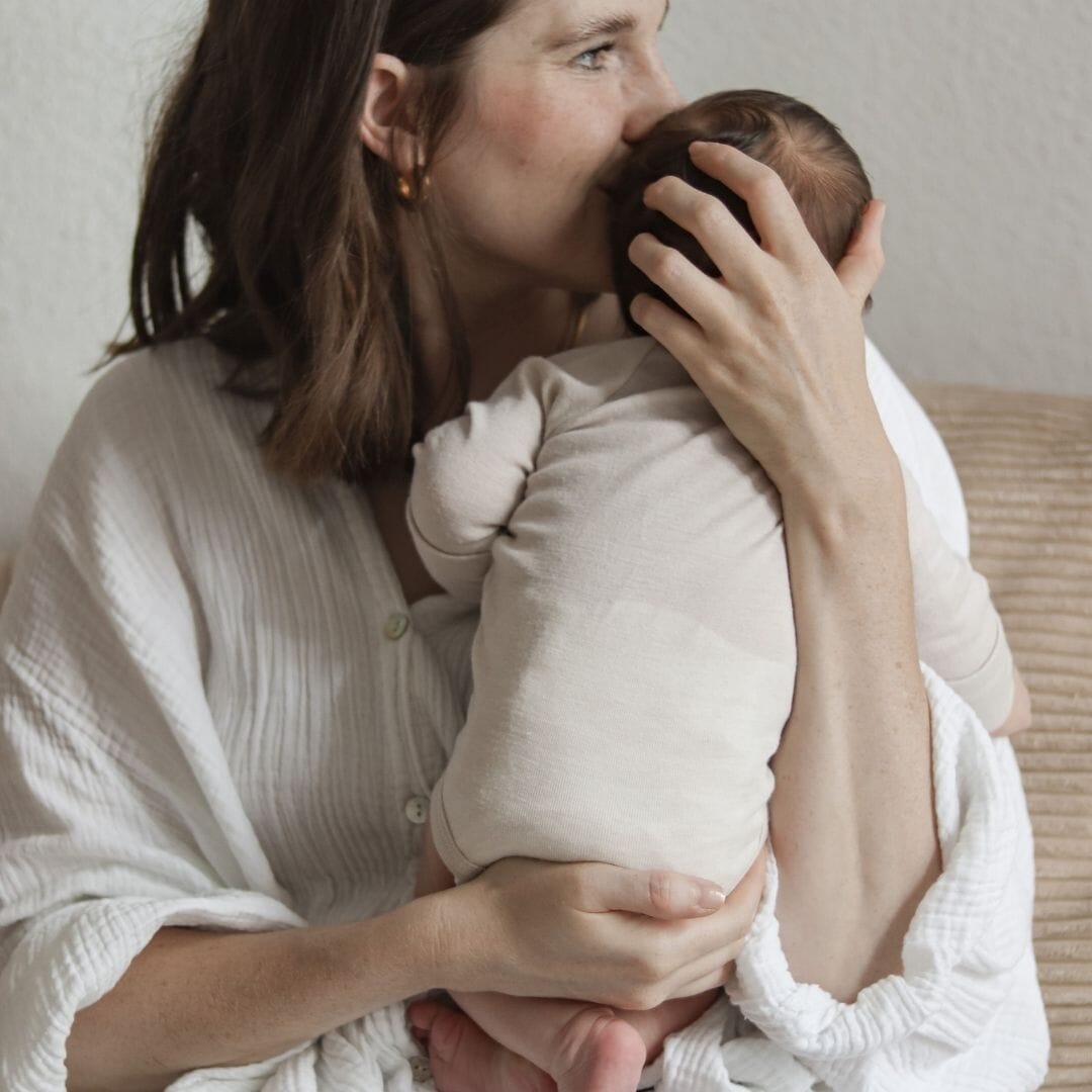 Body incrociato a maniche lunghe lana-merino | Essential Beige